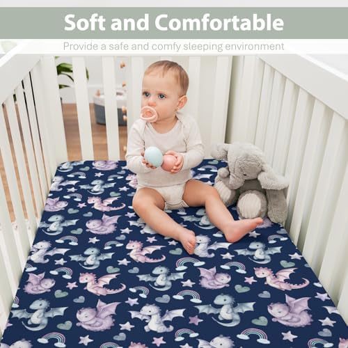 Cute Dragons Rainbow Baby Crib Sheet 28x52