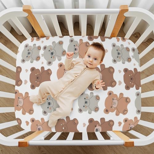 ALAZA Cute Teddy Bear Crib Sheets for Girls and Boys