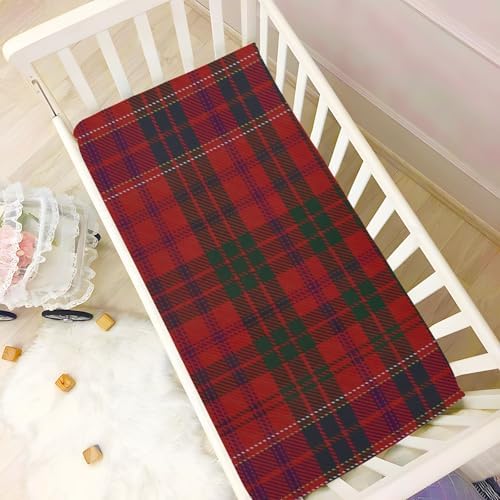 Joisal Red and Green Plaid Crib Fitted Sheet 52x28x9 1