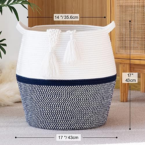 KAKAMAY 17x17 Cotton Woven Laundry Basket
