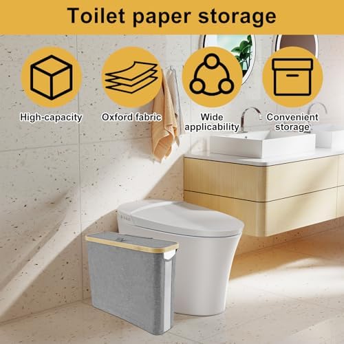 Foldable Toilet Paper Storage Basket with Lid and Transparent Window