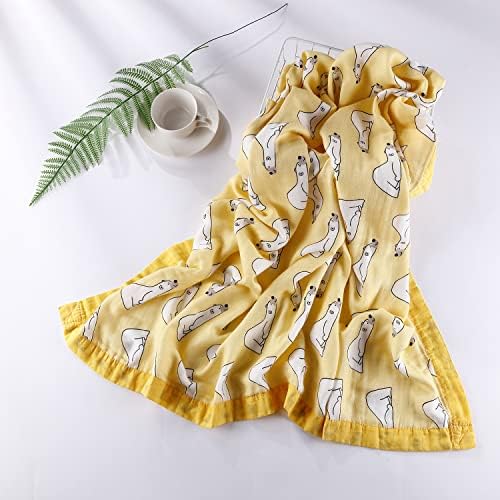 Farmer Mani 4-Layer Muslin Swaddle Blanket with Bear Print