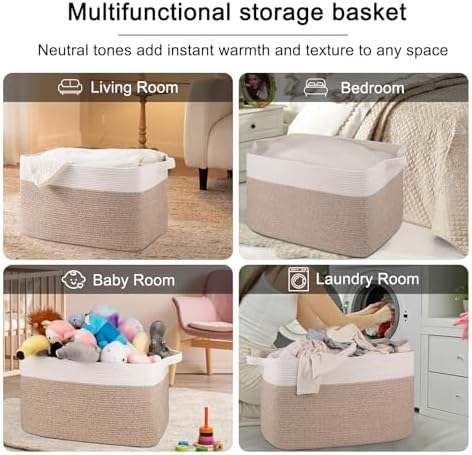 OIAHOMY 95L Woven Blanket Basket with Handle