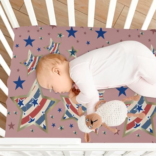 KICPOAY Fitted Crib Sheets with Star Pattern