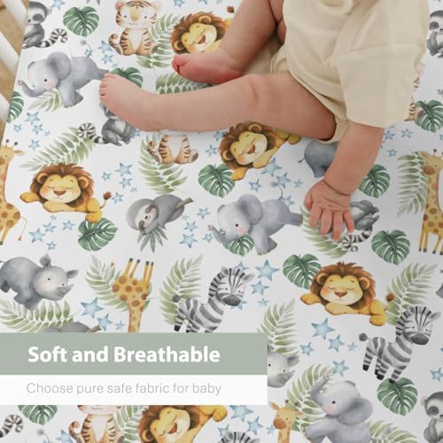 Jungle Friends Crib Sheets for Boy Girl 52x28 1