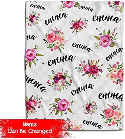 ENCYCOM Personalized Floral Swaddling Blanket
