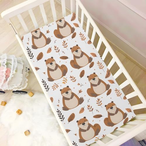 ALAZA Cute Beaver Forest Baby Crib Fitted Sheet