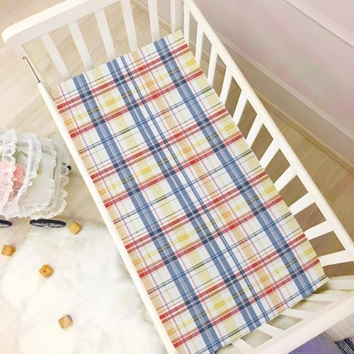 Gbjiemia Plaid Crib Sheets for Boys Girls
