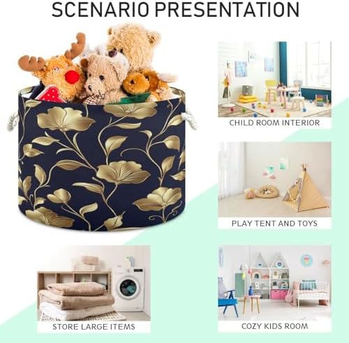 Kigai Gold Flower Cotton Rope Basket Large Storage Bin