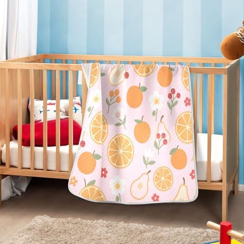Custom Pink Berry Orange Pear Floral Swaddling Blanket for Baby Girl