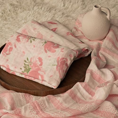 GLLQUEN BABY Muslin Swaddle Blankets 4-Pack 35x40