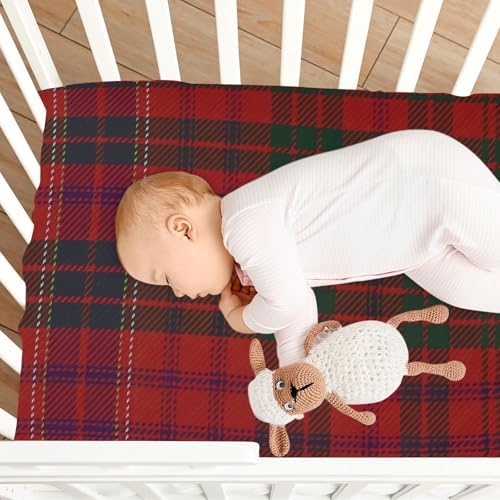 Joisal Red and Green Plaid Crib Fitted Sheet 52x28x9 1