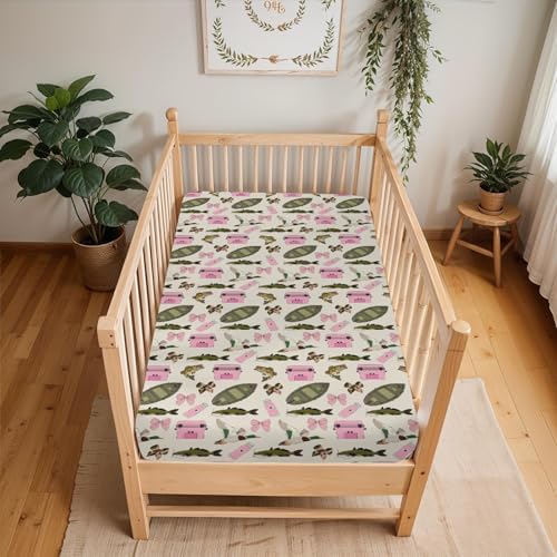 Pink Fishing Girly Baby Crib Sheet 52x28In