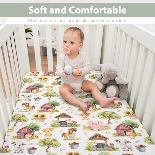 Sweet Farm Animals 28x52 Crib Sheet with Elastic Band