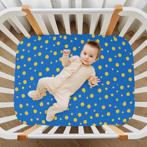 Yellow Blue Polka Dot 52x28 Crib Mattress Sheet
