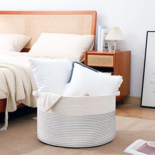 MEGASKET 88L Cotton Rope Storage Basket for Living Room