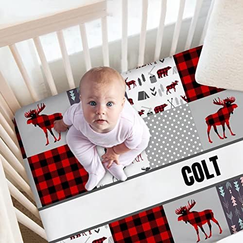 Personalized Red Deer Crib Sheets for Girls