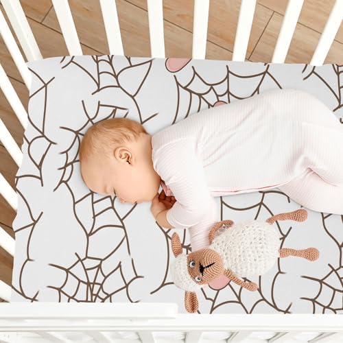 Wassud Spider with Hearts Crib Sheets 28x52 Inch Pack and Play Fitted Sheets