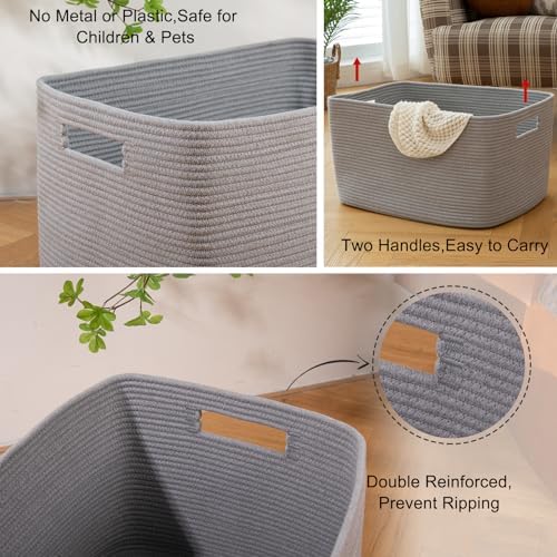 OIAHOMY 118L Cotton Rope Storage Basket Grey 1