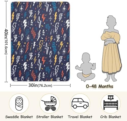 SHJI Baby Swaddle Blanket with Lightning Bolts Design 30x40in