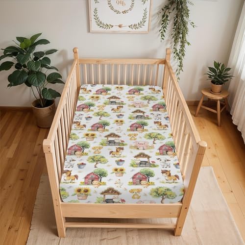 Sweet Farm Animals 28x52 Crib Sheet with Elastic Band