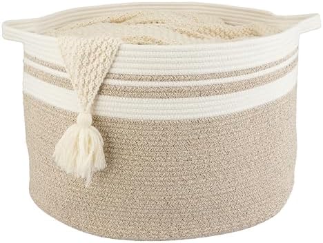 Large Woven Cotton Rope Storage Basket for Kids and Baby