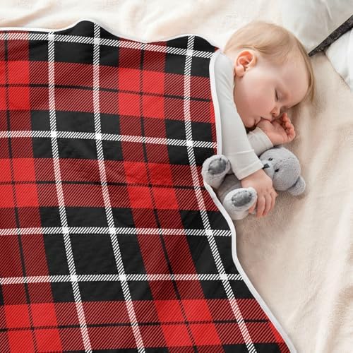 SHJI Plaid Swaddle Blanket 30x40in for Baby