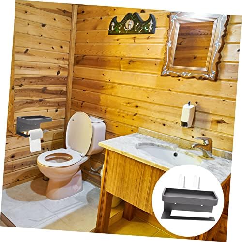 Bathroom Toilet Paper Holder Wall-Mounted Aluminum Shelf Storage Stand