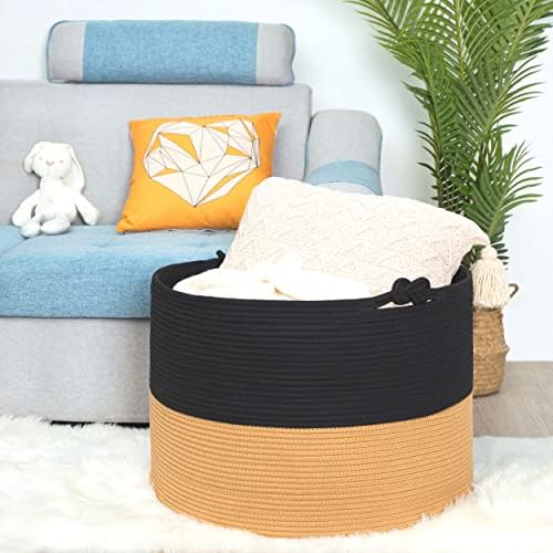 MINTWOOD Design Extra Large 22x16 Cotton Rope Storage Basket