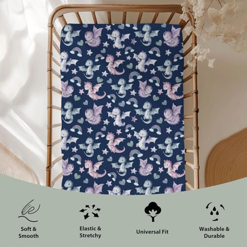 Cute Dragons Rainbow Baby Crib Sheet 28x52
