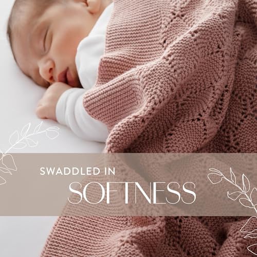 Chunky Pointelle Knit Baby Blanket 29 x 36 Unisex Swaddle