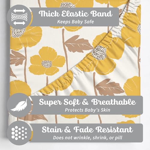 Sorrel Fern Crib Sheets - 2 Pack Neutral Poppy Fields