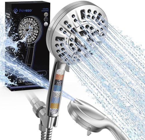 Pavezo High Pressure Handheld Shower Head with 10 Modes and 60 Inch Hose