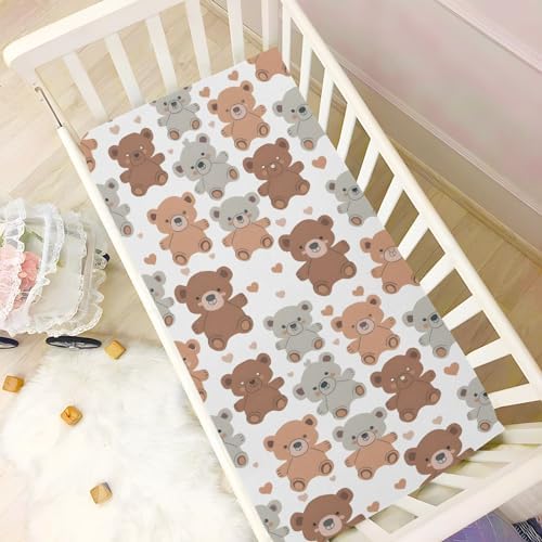 ALAZA Cute Teddy Bear Crib Sheets for Girls and Boys
