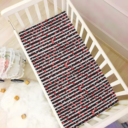 Gbjiemia Heart Striped Crib Sheets for Baby Boys and Girls