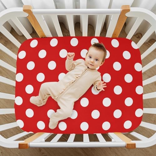 Polka Dot Red Crib Sheet for Baby Girls