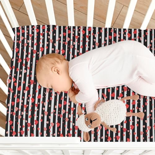 Gbjiemia Heart Striped Crib Sheets for Baby Boys and Girls