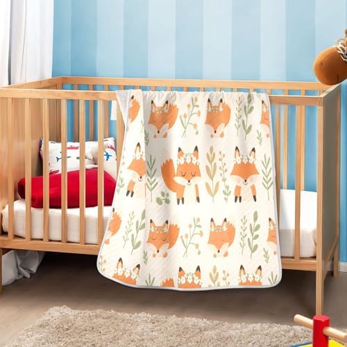Custom Cute Animal Fox Flower Blanket for Baby Boy 1