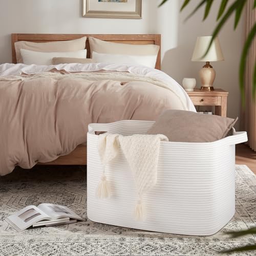 OIASKET 118L Extra Large Woven Blanket Basket with Handle