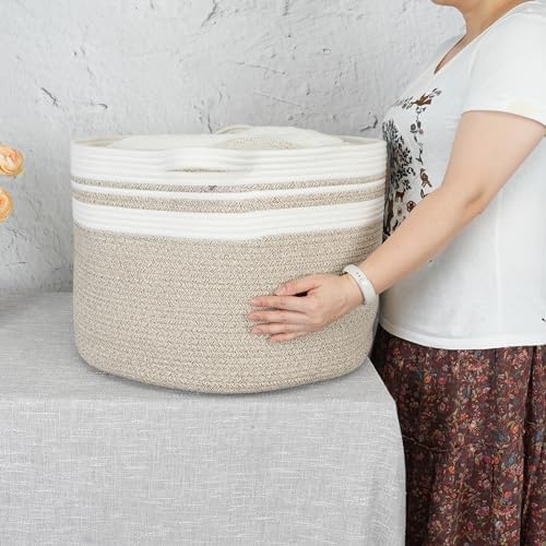 Large Woven Cotton Rope Storage Basket for Kids and Baby