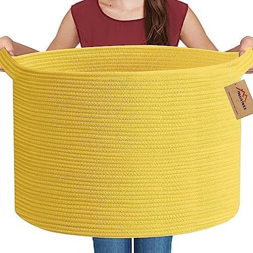 MEGASKET Extra Large Yellow Woven Basket Storage