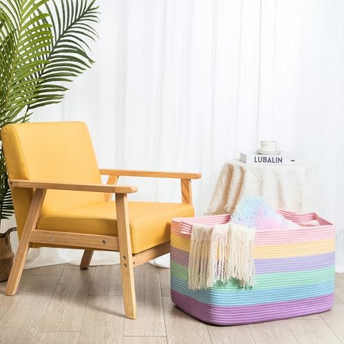 MINTWOOD Design 22in Rainbow Woven Storage Basket