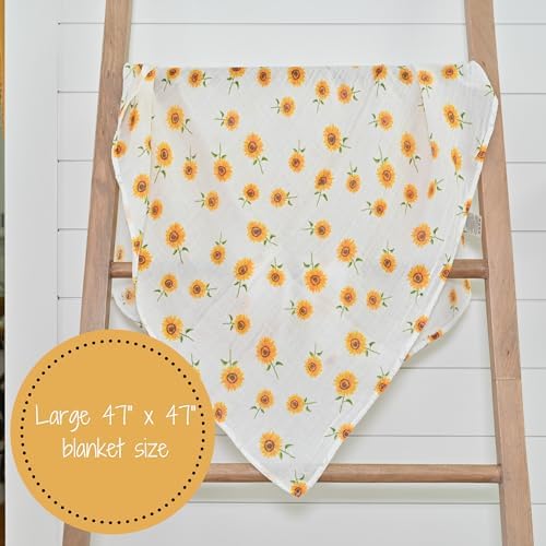 LollyBanks Sunflower Muslin Swaddle Blanket 47x47 Inches