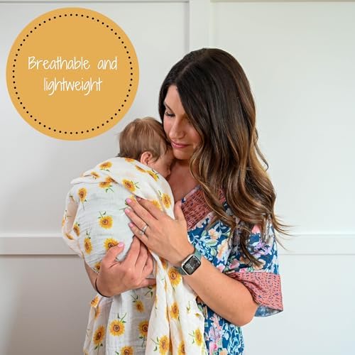 LollyBanks Sunflower Muslin Swaddle Blanket 47x47 Inches