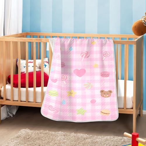 Custom Cute Pink Sweet Checker Heart Baby Blanket 30x40in