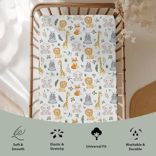 Safari Animals Crib Sheets for Boy Girl 28x52 Fitted