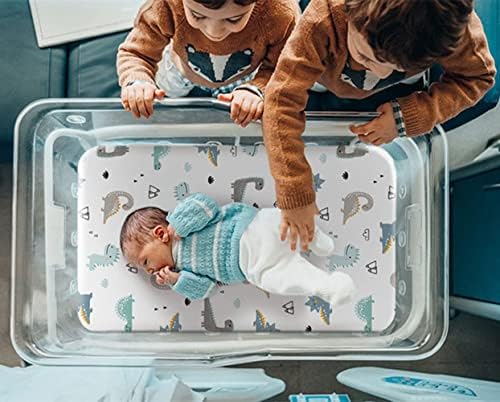 JHION Baby Crib Sheets Fitted 2 Pack White Blue