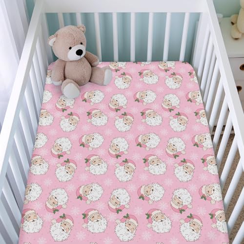 Retro Santa Fitted Crib Sheets 52x28 Inches