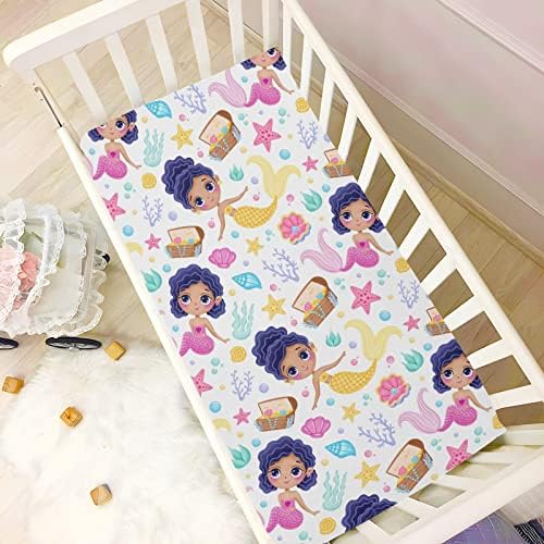 Fitted Crib Sheets Mermaid Star Pattern for Baby Toddler