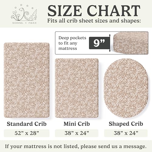 Sorrel Fern Crib Sheets - 2 Pack Neutral Poppy Fields